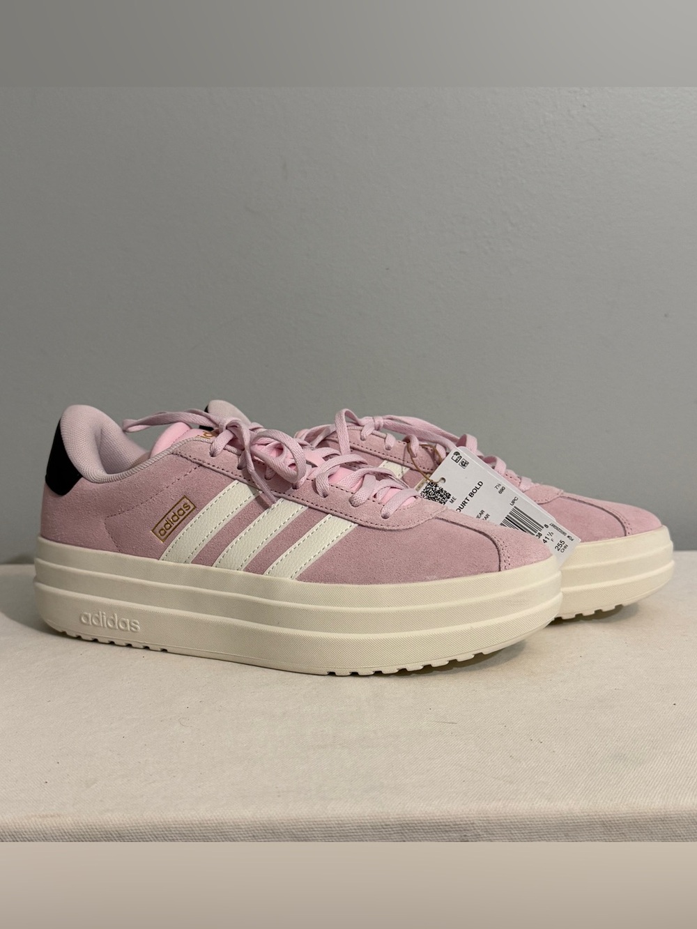 Adidas VL Court Bold Sneakers Women’s Pink Suede Platform Size 9 Shoes NWOB